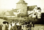 1900 Postkarte Schloss Hegi Fasnacht 01